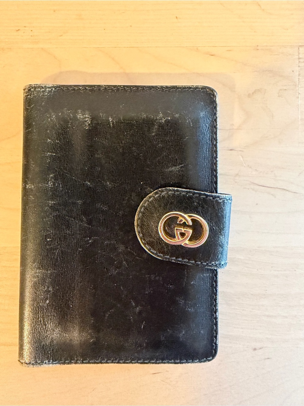 Gucci Black Leather Snap Card Holder - AS IS